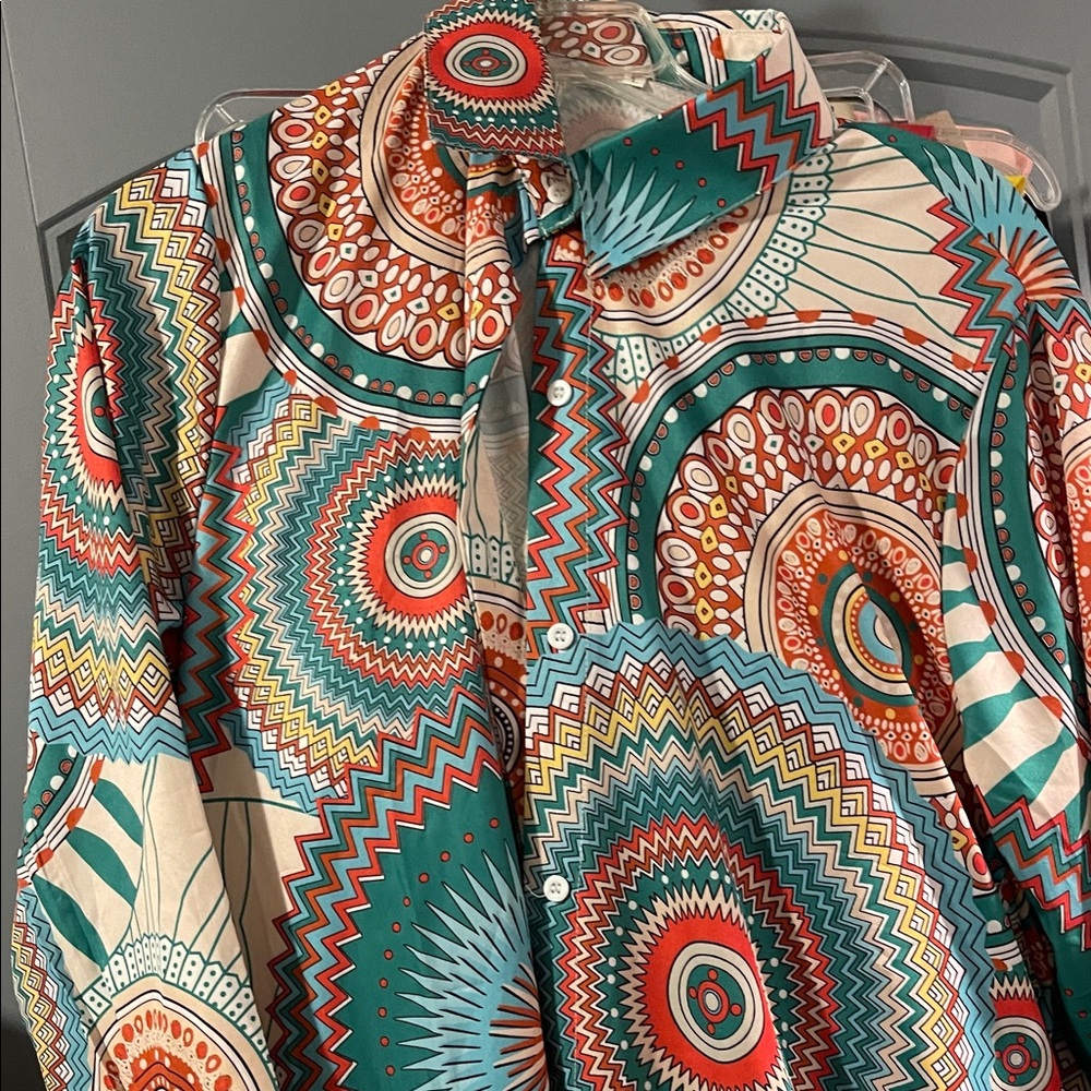 Multicolor Geometric Pattern Dress